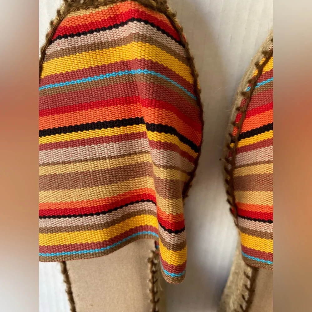 Diegos Handmade in Spain Striped Canvas Espadrille Wedge Sandals Size 39 US 8.5